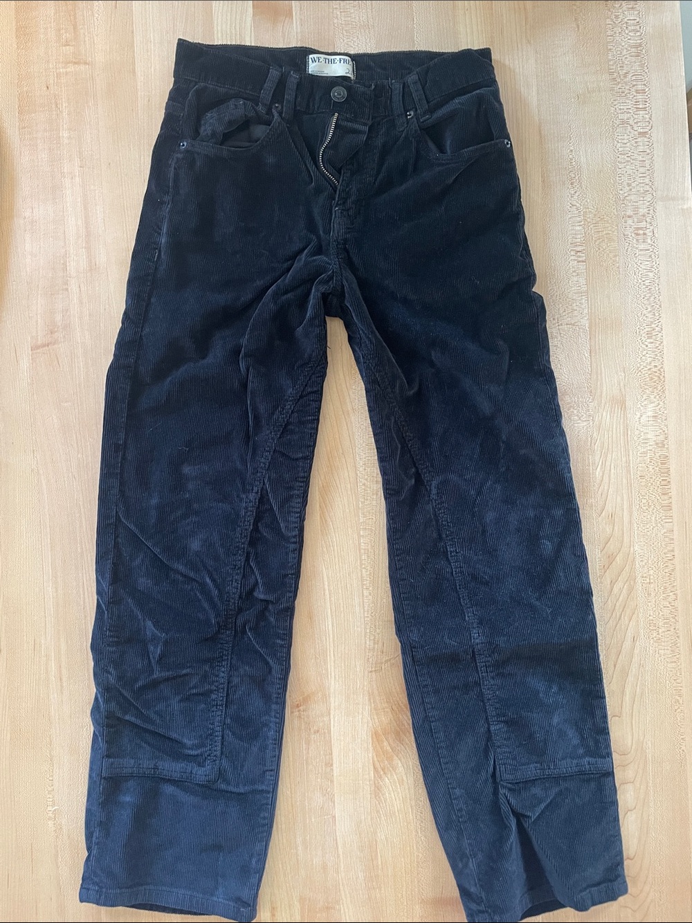 Free People Black Corduroy Straight-Leg Pants